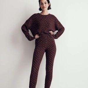 Waffle Knit Long Pajama Set in Micro Berry